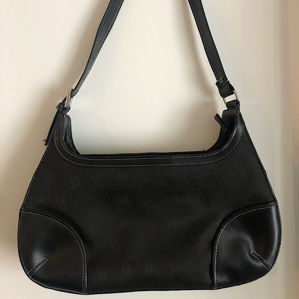 VINTAGE Dooney and Bourke black monogram/leather